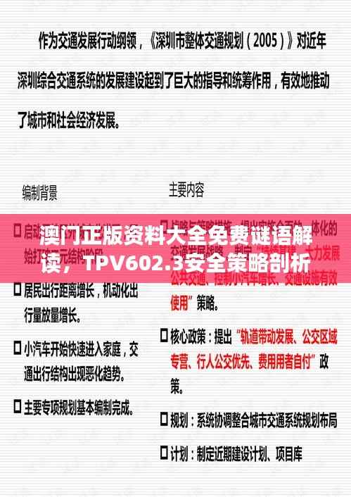 澳门正版资料大全免费谜语解读,TPV602.3安全策略剖析